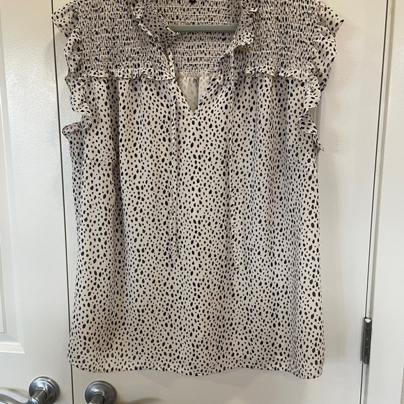 Pleione Black and White Ruffled Bib Collar Blouse - Picture 11 of 11